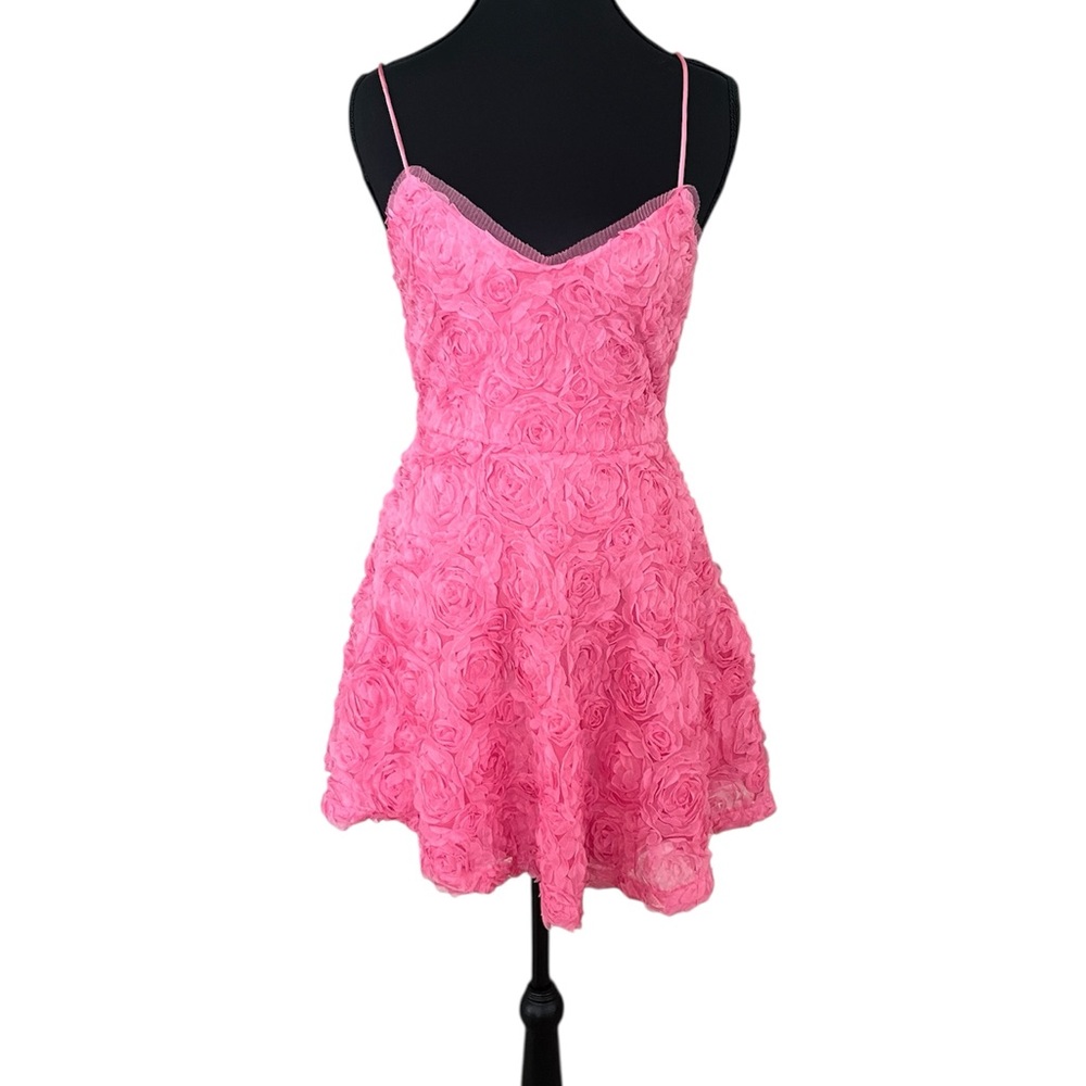 Kimchi Blue Pink Rosie Textured Rosette Floral Lace mini Dress size XS NWT